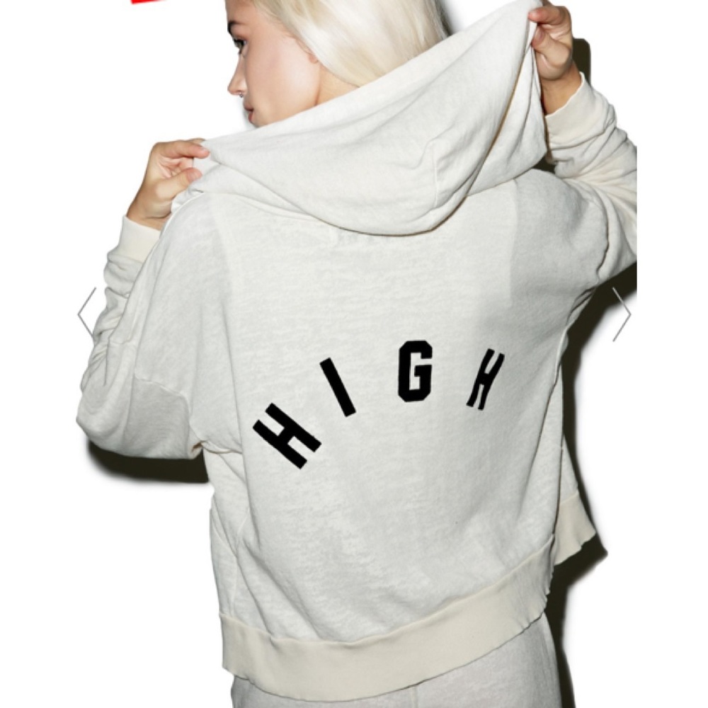 Wildfox Cream 'HIGH' Graphic Hooded Sweatshirt